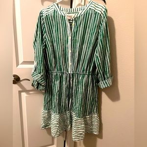 Loft green and white dress